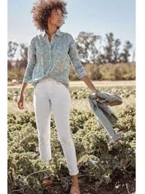 J. Jill Size 14 Authentic Fit Alabaster White Slim Ankle Denim Pants